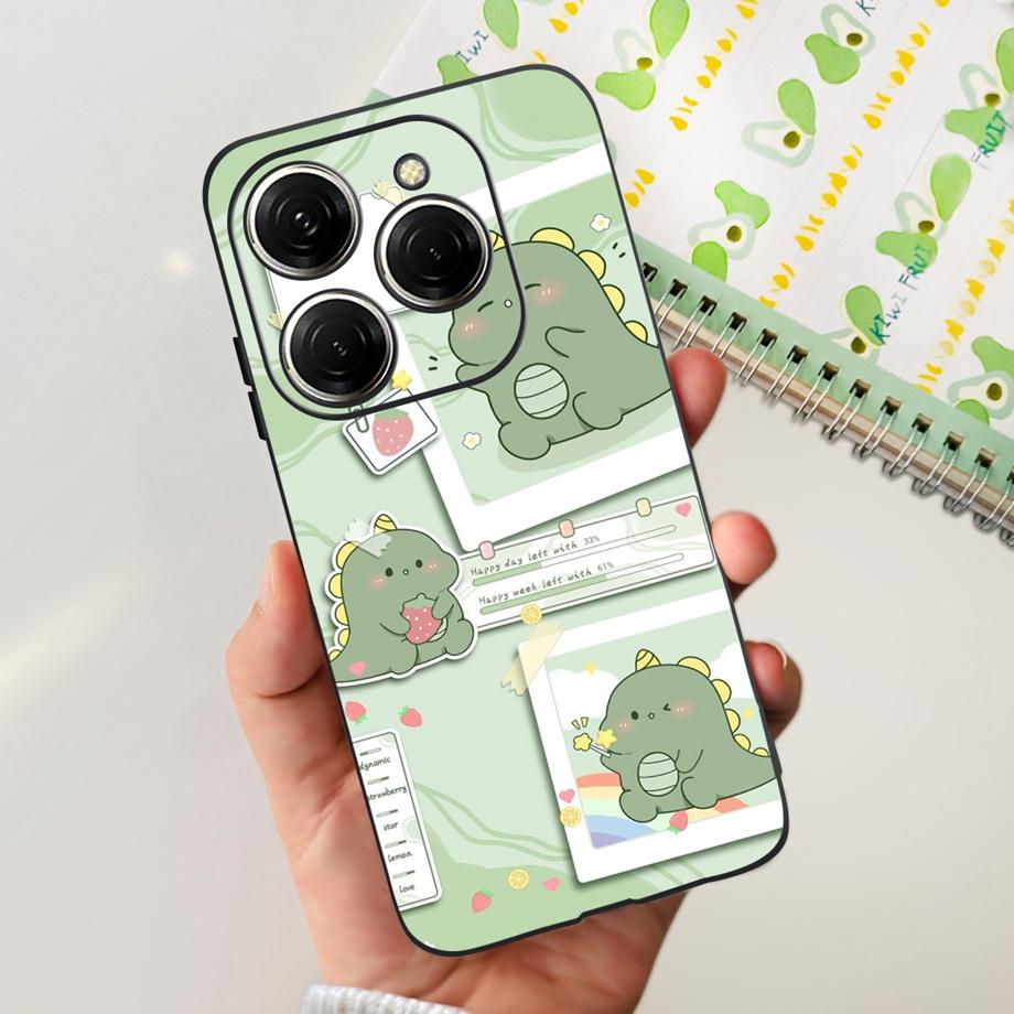 For Tecno Spark 20 Pro Case Liquid Silione Soft TPU Matte Cover Phone Mask On Spark20 20Pro 4G Luxury Pattern Cat Flower Cartoon