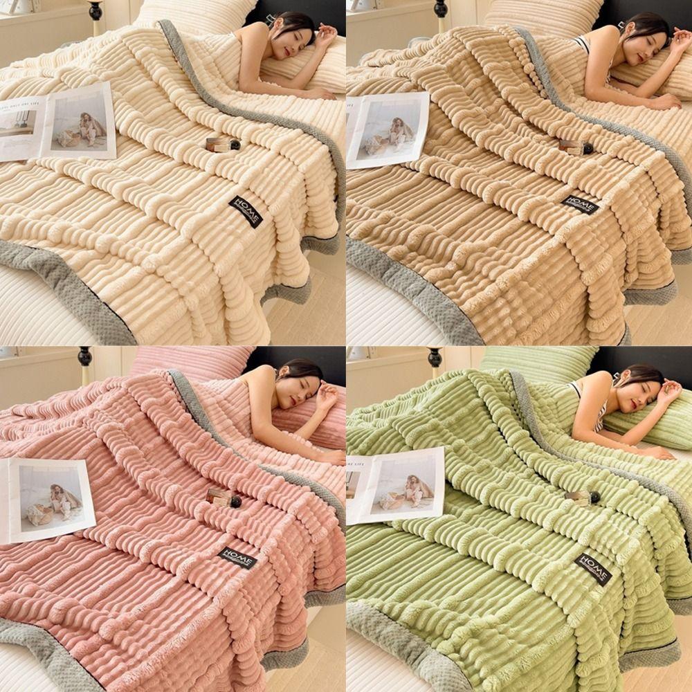 Striped Warm Blankets Soft Sofa Blankets High Quality Quilt  Autumn Winter