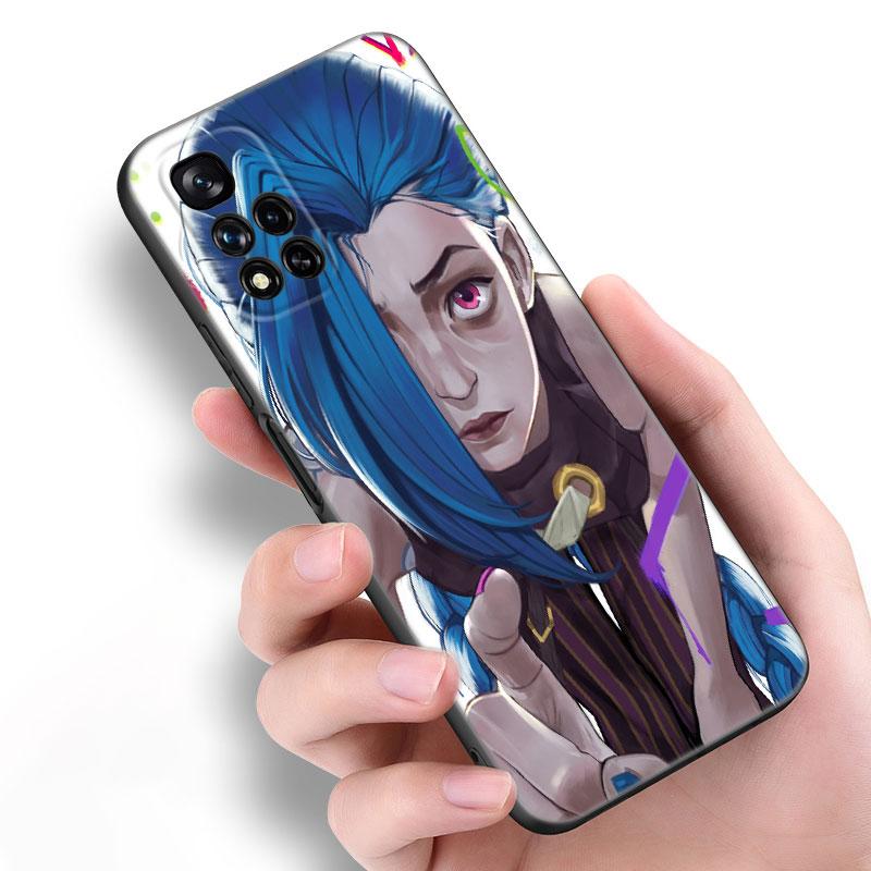 Arcane Jinx Anime Black Silicone Phone Case For Xiaomi POCO X3 X4 NFC F5 M3 M4 M6 X5 X6 Pro F3 F4 GT 5G C55 C65 M5