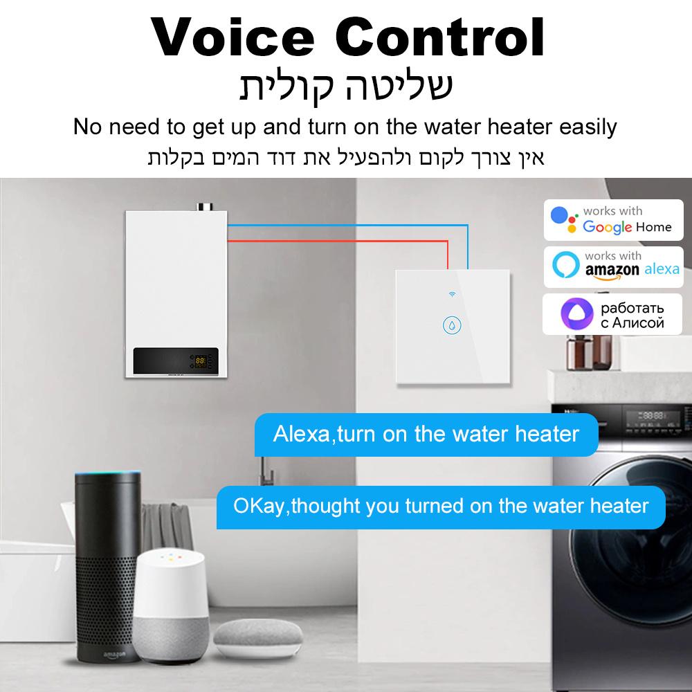 40A Tuya Smart Home WiFi Water Heater Air Conditioner Touch Button Wall Switch App Remote Control Voice Timing Via Alexa Google