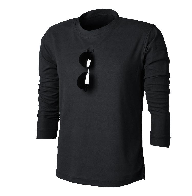 Men's Plus Size Tactical Long Sleeve Stretchy Sweat-Wicking Casual T-Shirt for Outdoor Training.