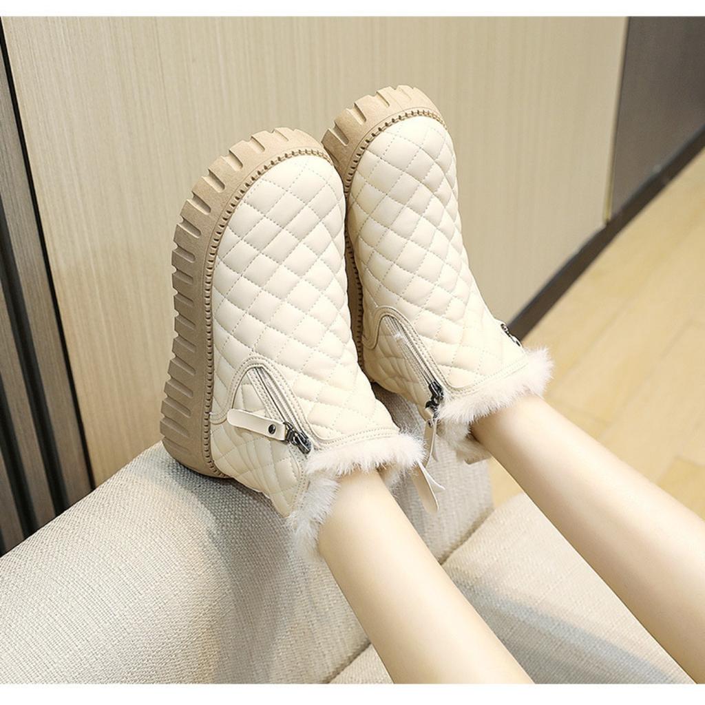 Women's Winter Boots with Faux Fur Lining & Zipper Closure -Toe Ankle Boots with Cushioned Insole- Casual & Semi-Formal Winter Footwear