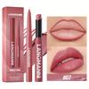 2er Set Lipliner & Lippenstift Set, Matter Effekt und Feuchtigkeitsspendender Lippenstift für Volle Lippen, Wasserdichte Formel Lippen-Make-up