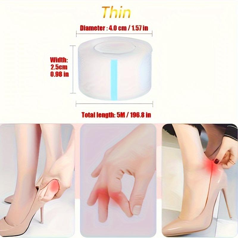5m/Roll Transparent Silicone Gel Moleskin Tape, Flexible Protection for Feet, Fingers, Toes Waterproof, Reusable, Invisible for Travel & Shoe Comfort