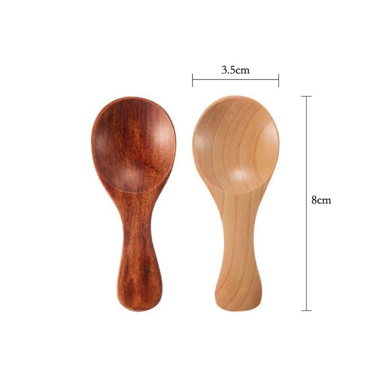5Pcs Small Wooden Spoon Set Coffee Tea Scoop Milk Powder Spice Sugar Salt Spoon Mini Ice Cream Spoon Wood Kitchen Utensils