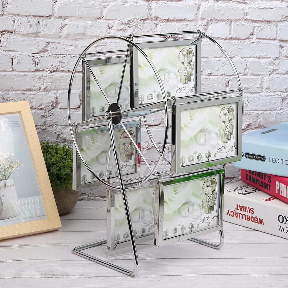 Metal Rotating Wheel Picture Photo Frame Wedding Photography Studio Decor for 5x3.5in Photo
