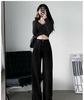 Women's High Waist Black Straight-Leg Jeans, Slimming Summer 2024 Thin Style, Small Size, Floor-Length.