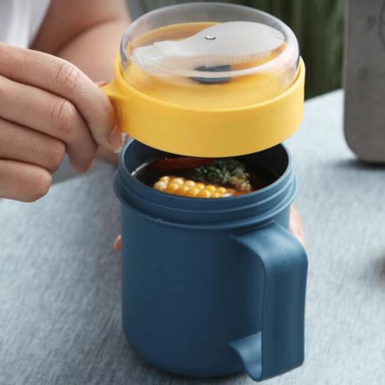 Kubek śniadaniowy 500ml Silikonowy odpowietrznik Klasa kontaktu z żywnością Wielofunkcyjny Przenośna miska na owsiankę z szczelną pokrywką i uchwytem Do codziennego użytku
