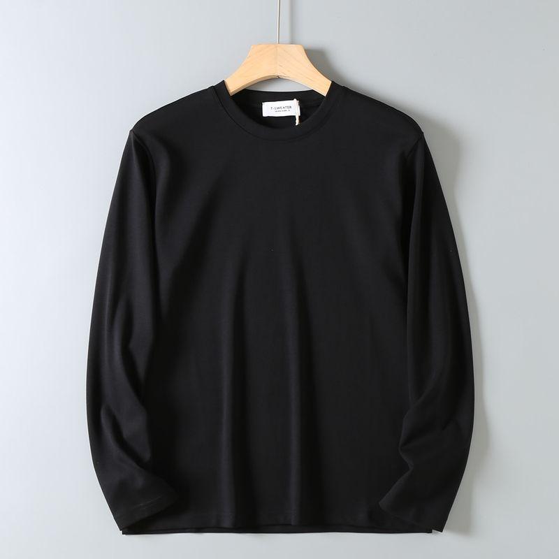 270g Double-Sided Soft Cotton Round-Neck Men's Spring and Autumn Long-Sleeve T-Shirt, Export Basic Style, Solid Color Casual Base Shirt