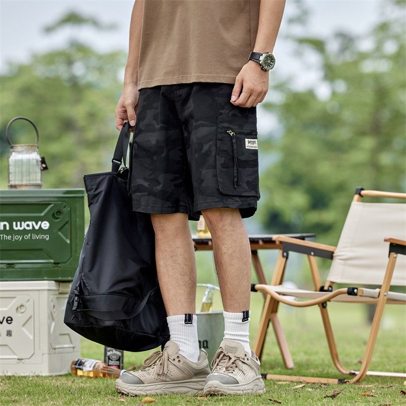 Excess Stock Camouflage American Retro Work Shorts for Men, Summer 2024 New Trendy Ins Style, Large Size Five-Point Shorts