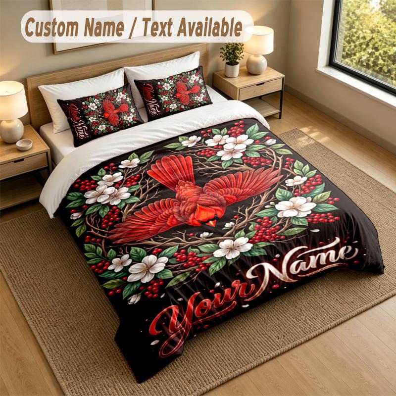 Floral Garden Theme Personalized 3Pcs Bedding Set Custom Text & Name 1 Sheet 2 Pillowcases Household Bedding 1pc