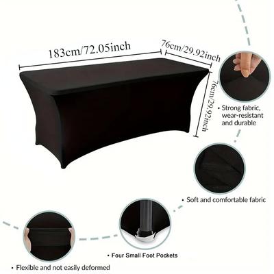 1PC Stretch Table Cloth Wedding Restaurant Birthday Party Hotel Banquet Outdoors Wrinkle Resistant Solid Color Tablecloth