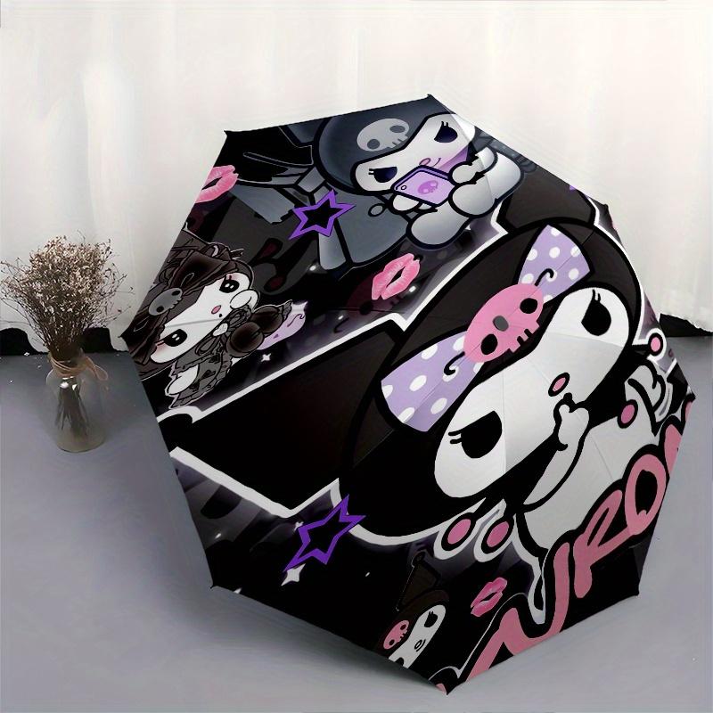 Kuromi,Sanrio Automatic Umbrella-Foldable, Durable 8-Bone Design, Compact and Stylish, Great for Camping, Halloween, Christmas, Mother's Day