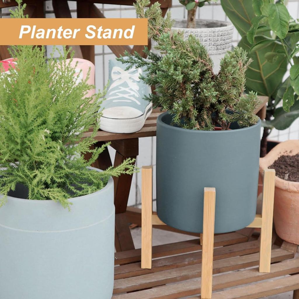 Supporto per Piante in Legno, Supporto per Vasi da Fiori Stile Mid-Century Modern per Interni Esterni, Casa Giardino Ufficio, Adatto per Vasi fino a 21,5 cm, Portafiori