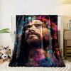 Jesus Portrait Colorful Art Blanket Bedroom Blanket for Livingroom Couch Lunch Break Soft Throw for Friend's Festival Gift