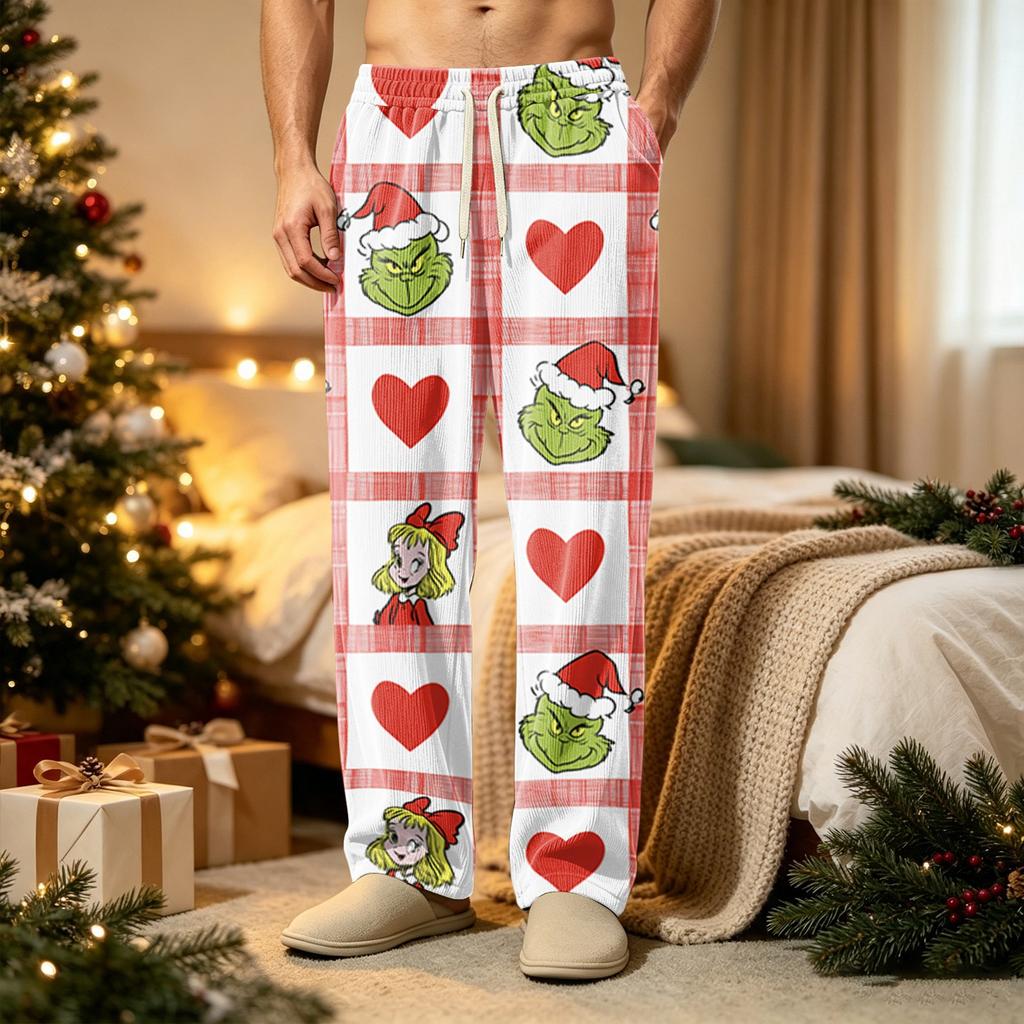 Men's Christmas Print Casual Pants with Pockets Color Trousers