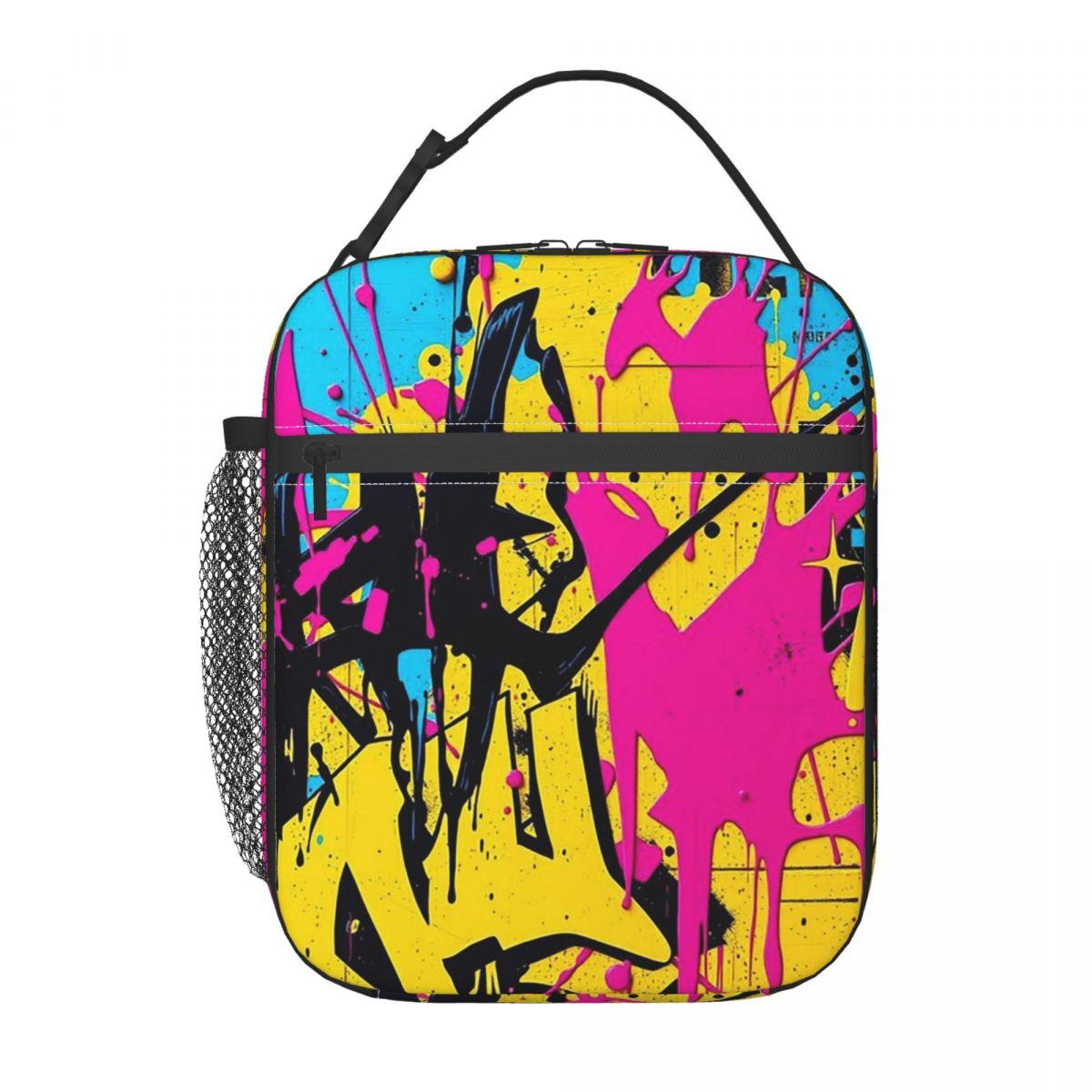

Colorful Graffiti Splashing Insulated Lunch Bag for Women Office Cooler Thermal Food Box Tote Portable Lunch Boxes Container One Size