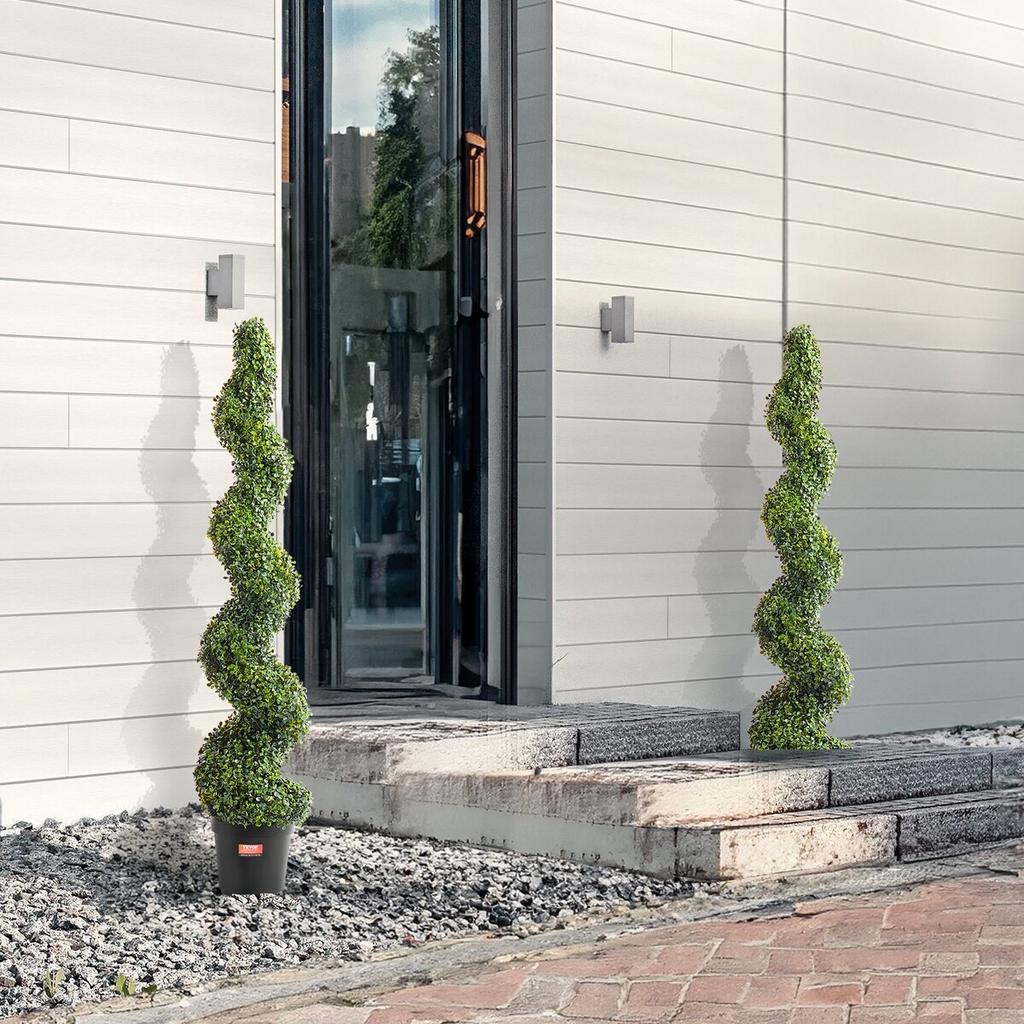 2 Pack 5' Artificial Boxwood Topiary Tree Faux Plant UV Decor In/Outdoor