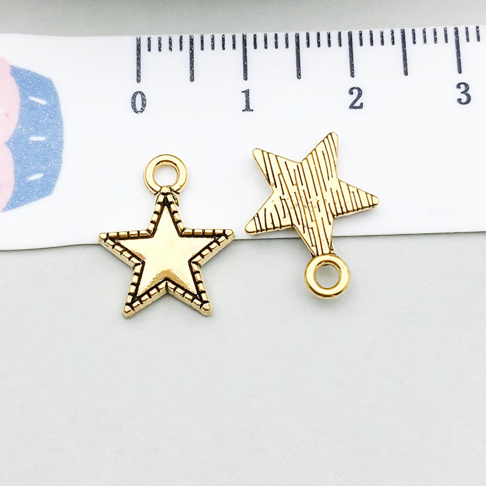 100-Piece Five-Color Alloy Sun, Moon, and Star Pendant Charms for DIY Jewelry