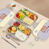 4/5 Grids Cartoon Lunch Container With Tableware 4/5 Compartment Portable 304 Stainless Steel Bento Lunch Box For Kids Students