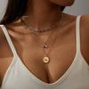 Boho Gothic Multilayer Evil Eye Pendant Necklace For Women Gold Color Turkish Metal Clavicle Chain Choker Beach Party Jewelry