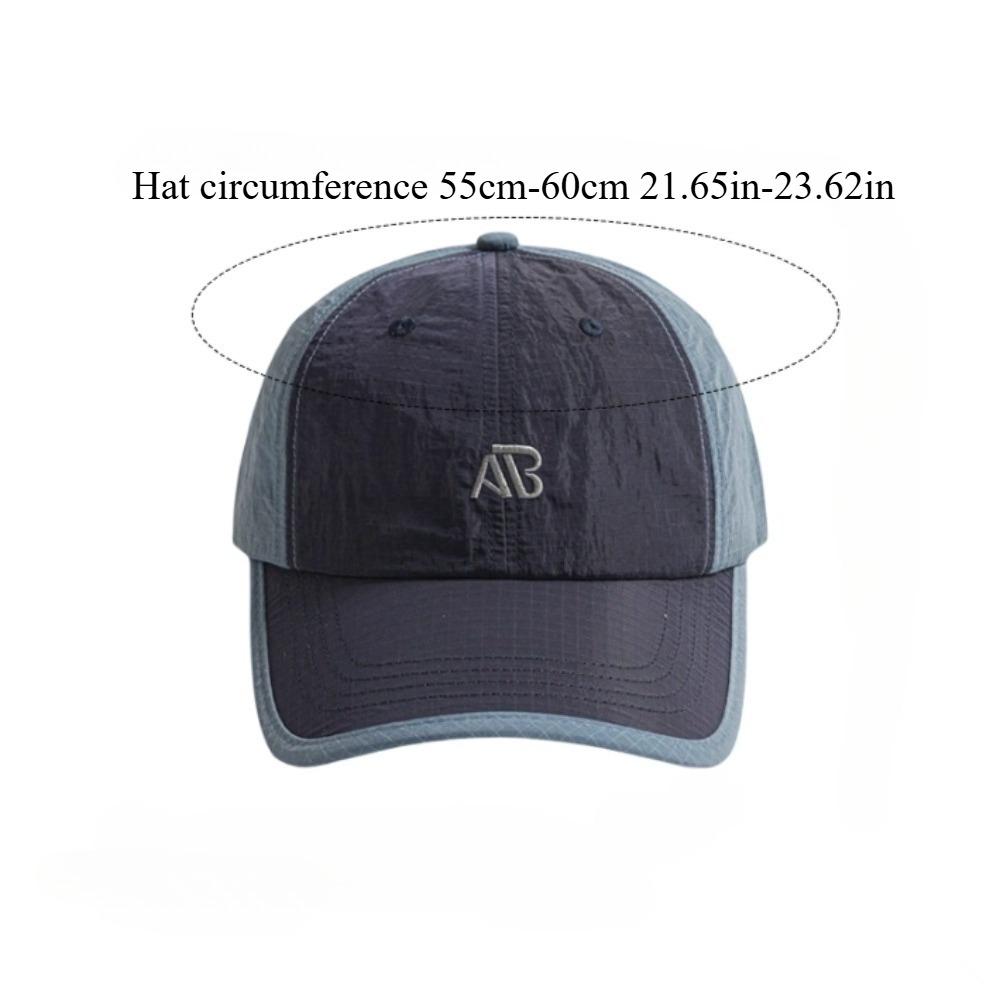 Short Brim Baseball Cap Letter Embroidery Nylon Material Color Block Design Unisex Sun Hat for Cycling Running Outdoor Sports