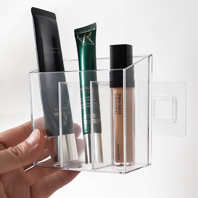 Transparent Wall-Mounted Mirror Cabinet for Bathroom Cosmetics and Lipstick Storage