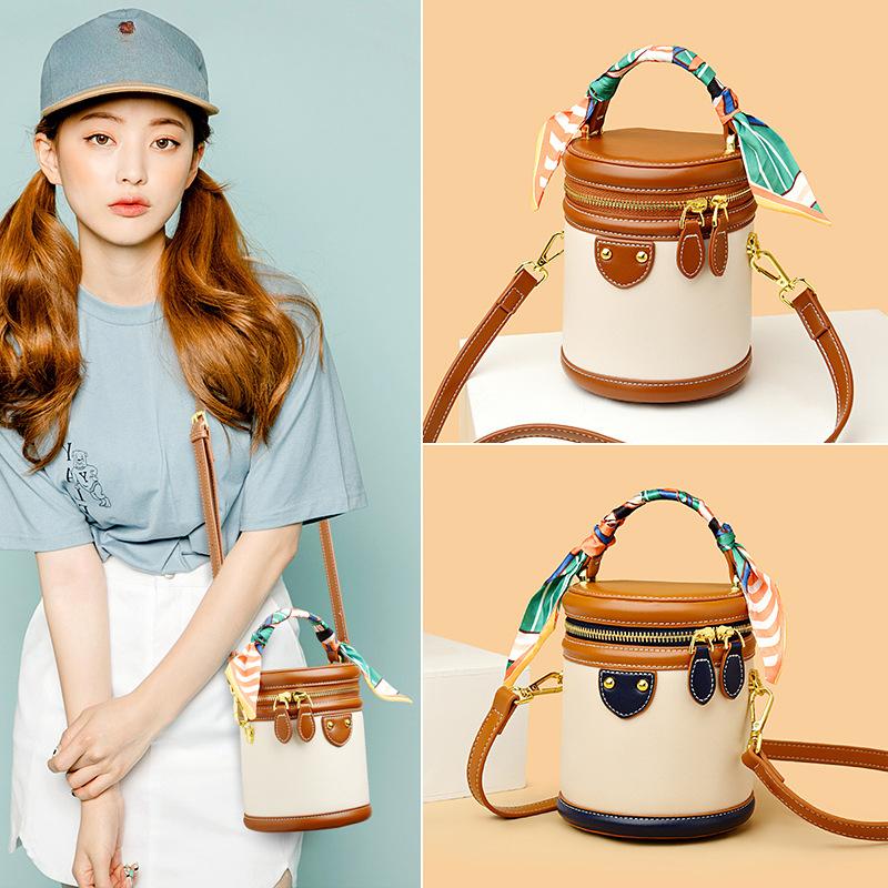 Handbag Women's New Fashion Shoulder Bag Crossbody Bag Versatile Cylinder Bag