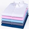 Plus size 8XL elastic long-sleeve shirts for men slim fit formal plain shirt wrinkle free soft office tops solid color clothes
