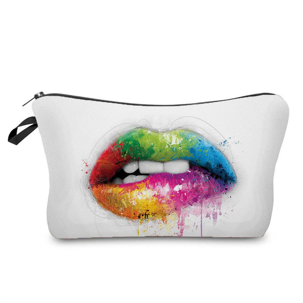 Women Lips Print Cosmetic Bag Toiletries Organize Travel Storage Case 6382