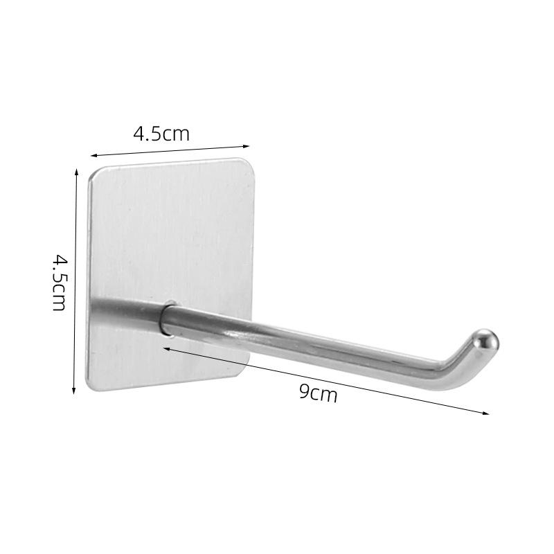 Punch-Free Stainless Steel Adhesive Hook for Coats & Hats - Strong Black Metal Door Hook