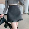 Korean A-Line Wool Blend Pleated Skirt - Women's High-Waisted Slimming Short Skirt for Autumn/Winter