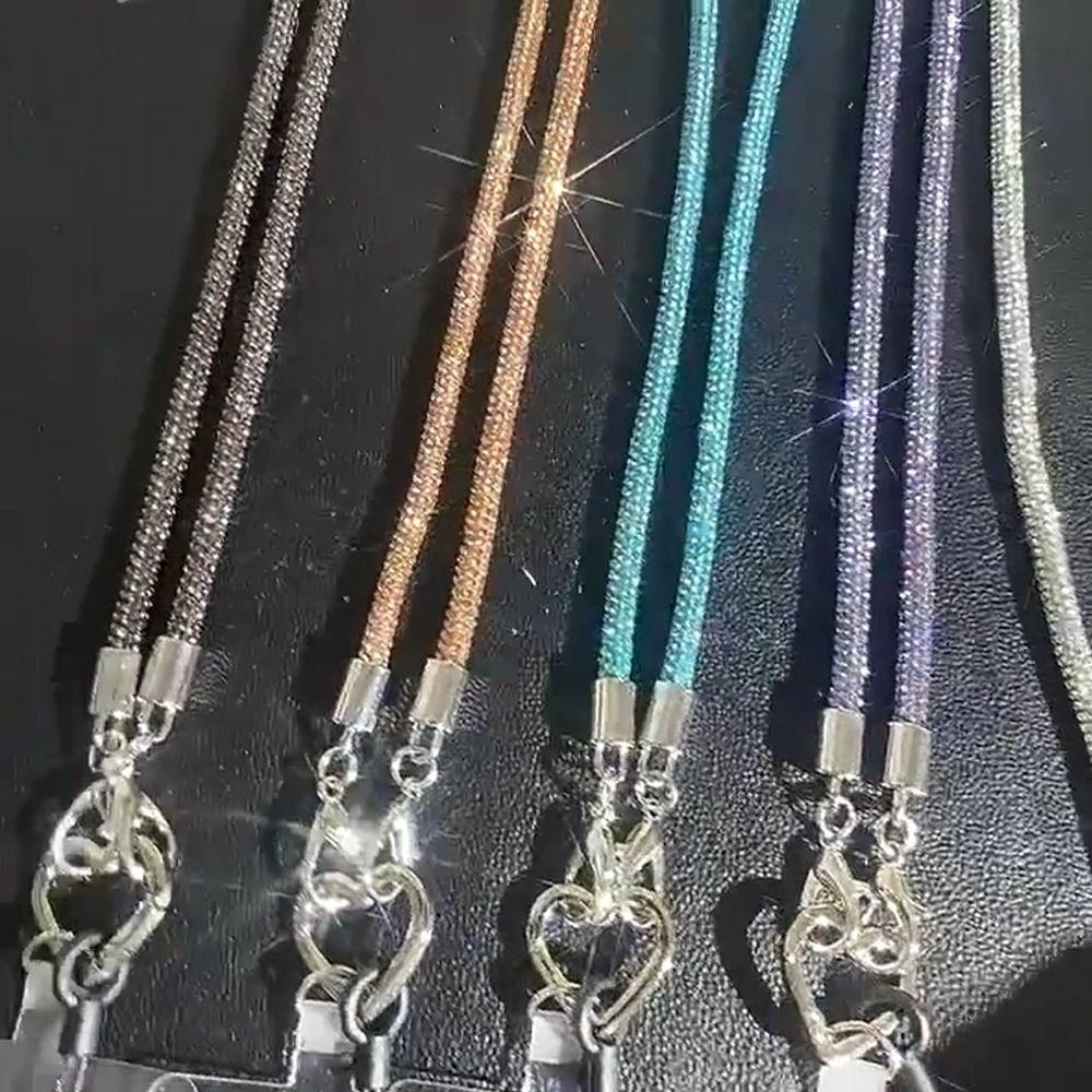 Glitter Crystal Rhinestone Phone Lanyard Bright Bling Bling Phone Case Chain Straps Phone Anti-lost Rope Phone Accessories