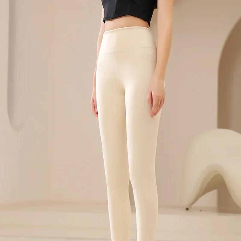 Winter Warm Bottoms Solid Thickened Velvet Warm Bottoms High Waist High Elastic Pants Upward Push Tight Pantyhose Women