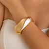 SHIXIN Luxury Geometry Round Thick Bangles for Women Exaggerated Smooth Surface Gold Color Large Bracelet Lady Wedding Jewelry