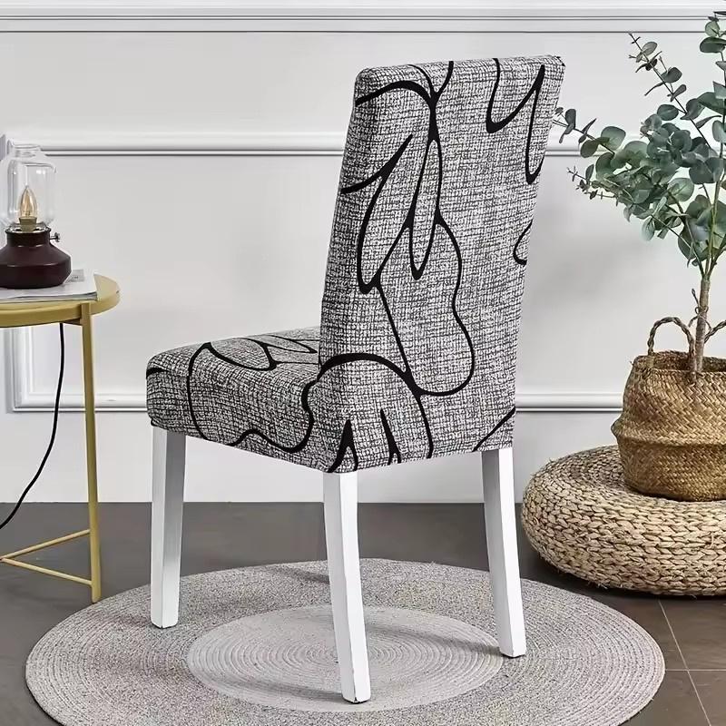 1Pc Nordic Prints Dining Chair Slipcover Elastic Chair Seat Covers Universal Kitchen Chair Protector Cover For Wedding Banquet