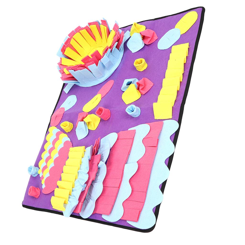 Haustier Schnüffelmatte Waschbare Geruchstrainingsmatte Energie verbrauchen Puzzle Haustierspielzeug Stress abbauen Lila 68x50CM