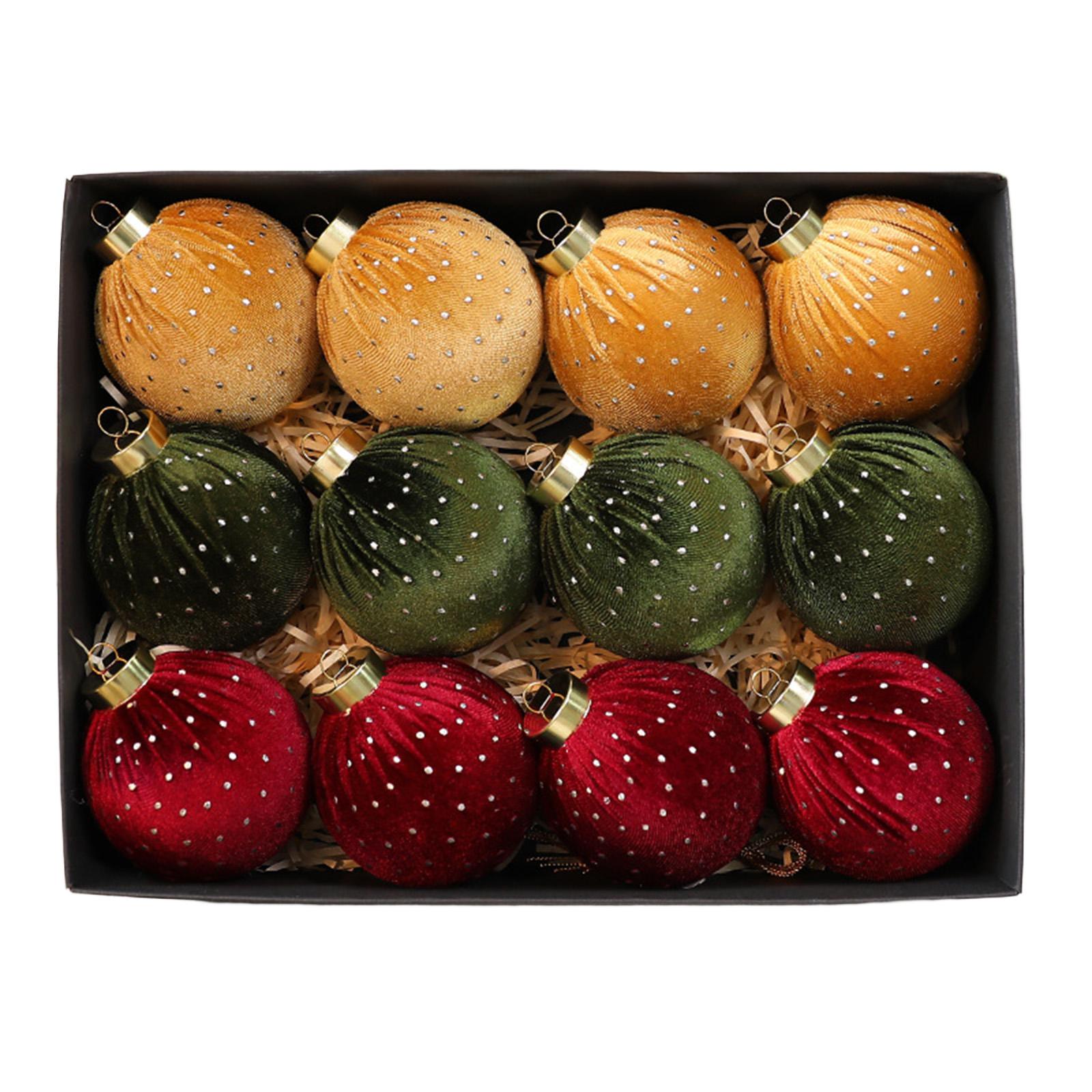 

12 PC Christmas Balls 8cm Star Velvet Balls Christmas Decorations One Size