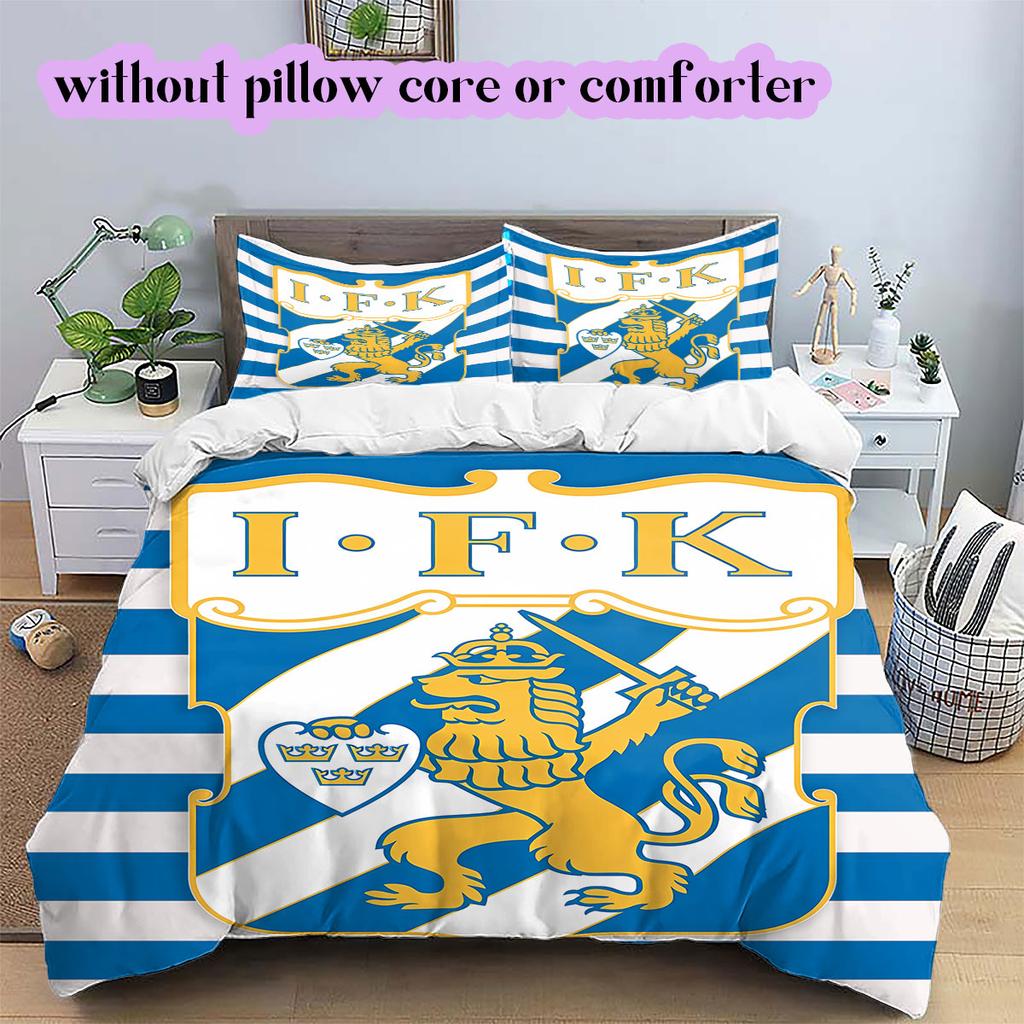 IFK Göteborg football Pattern Bedding,Quilt Set Quilt Cover Pillowcase Home Birthday Gift (1*duvet cover+2*pillowcase,without core)