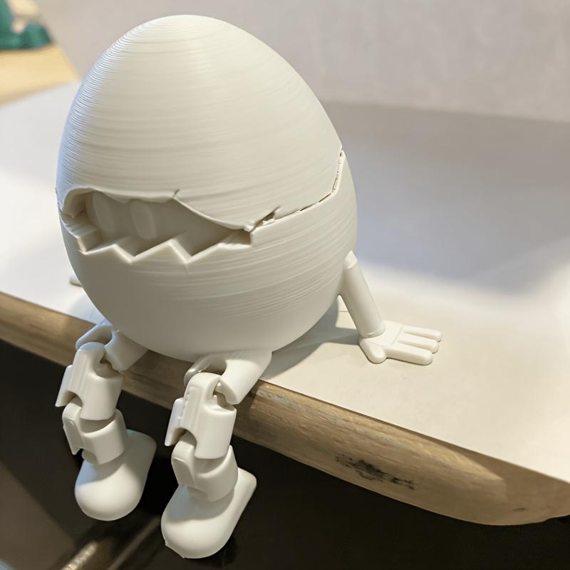 Cracked Egg Ornament With Movable Joints, Two Curious Eyes Peeking Out, Easter Decor for Living Room, Bookcase, Display Cabinet,