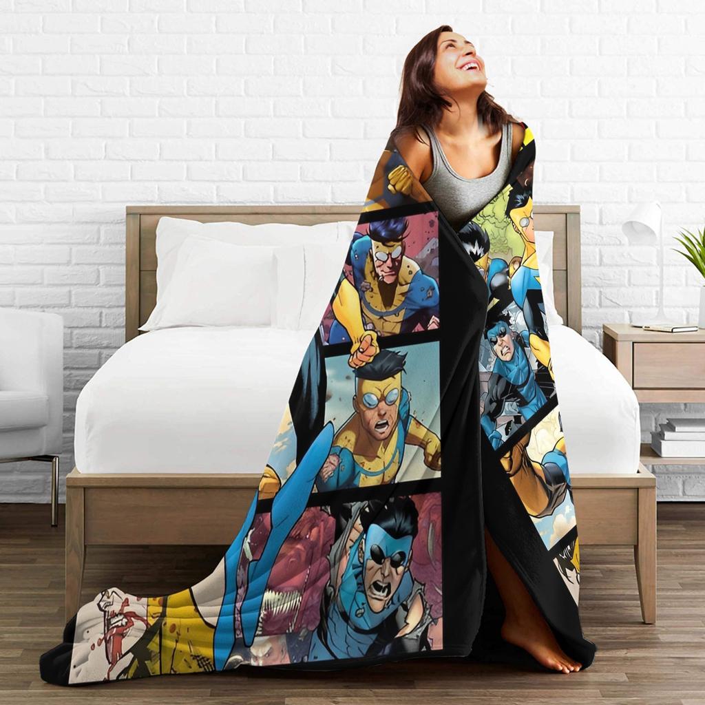 Invincible Comic Mark Grayson Fleece Blankets Anime Awesome Throw Blanket for Home 150*125cm Rug Piece Lightweight Thin