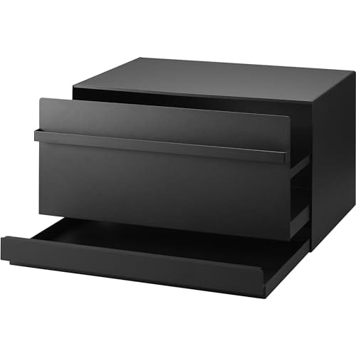 Yamazaki Tower 1858 Bread Case, Drawer-Type, 2-Tier, Black, Dimensions: Approx. 45cm W X 34.5cm D X 29.5cm H
