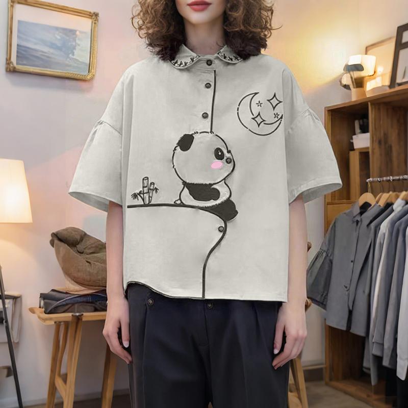 

ZANZEA Женская повседневная блузка с кукольным воротником и принтом, с рукавом три четверти 4XL абрикосовый