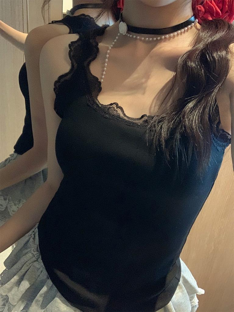 Suspender design sense niche outer wear lace lace vest women's new inner base sweet and spicy pure desire top