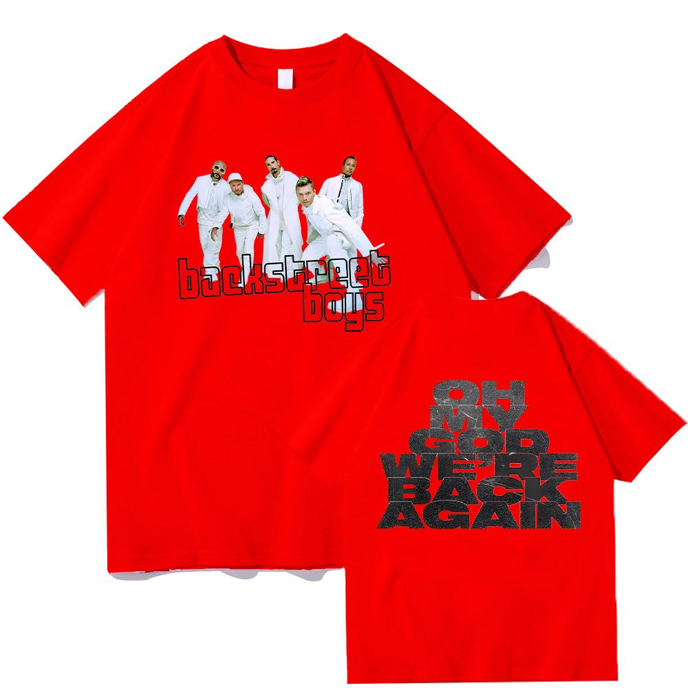 

Мы снова здесь Футболка Популярная группа Backstreet Boys Футболки Мужские Женские Модная футболка Хип-хоп Хлопковые топы Графическая футболка Мужская одежда XXL красный
