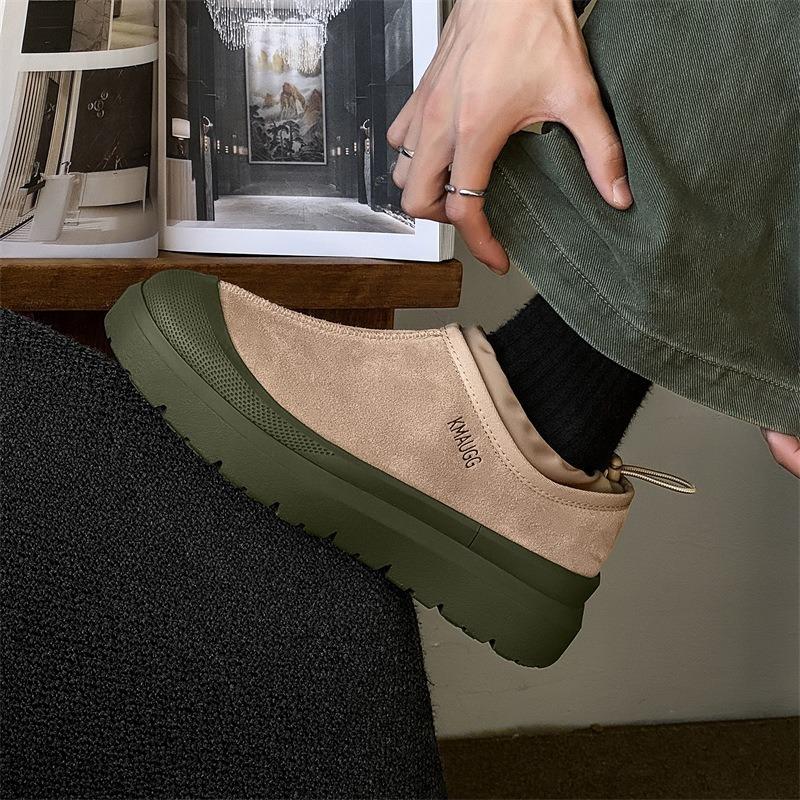 3618 Army Green Snow Boots for Men and Women Couples Winter Velvet Thickened Cotton Shoes Thick Sole Heightening Low Top Warm Shoes