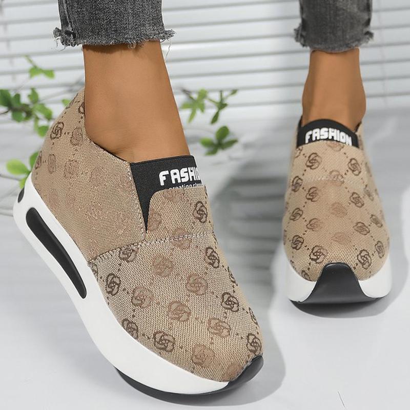 Fashion Classic Flower Embroidery Sneakers Women 2025 Non Slip Lightweight Walking Sports Shoes Woman Letter Print Platform Shoes Mujer
