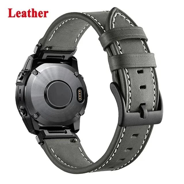 For Garmin Instinct 2X Solar QuickFit PU Leather Watch Strap Watchband 26 22mm For Garmin Fenix 6X 6 Pro 5X 5 Plus 7X 7 Bracelet