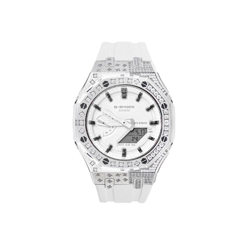 Casio Hodinky s quartzovým strojkem z vlastní kolekce Unisex Bílý ciferník GA-2100-7A7(Watch8--)