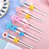 {MX} Cute Cartoon Animal Head Chopsticks For Children Eating Training with Finger Guide Food Grade Plastic Baby Learn Chopsticks
